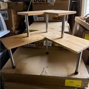 Wooden Corner Shelf with Metal Legs